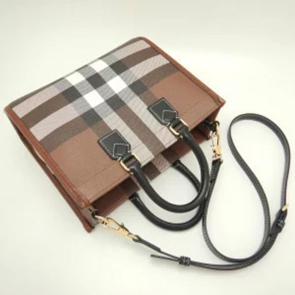 Burberry canvas bag leather Freya Tote brown - Picture 3 of 9